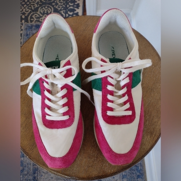 JCrew Preppy, Tennis Shoes,  Colorblock, Green & Sweet Fuchsia, size 7.5 - Picture 5 of 8
